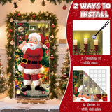 Christmas Door Cover, 79X35Inch Santa Claus Fabric Hanging Banner Door Sign Santa Background For Christmas Door Decorations Home Office Decor