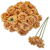 Artificial Satin Rose Flower Heads,48 Pcs Silk Rose Heads With Stems,3.3'' Rose Artificial Flowers Bulk,Artificial Rose Flower Heads For Diy Crafts Bouquet (48, Toffee)