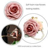 Artificial Wrist Corsage And Boutonniere Flowers, 1 Set, Real Touch Soft Foam Rose For Wedding, Prom, Party, Bridal Shower, Anniversary, Festival Decorations, Dusty Rose