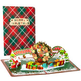 Christmas Wreath Pop Up Card, 3D Handmade Reindeer Santa Tree Greeting Card With Envelopes, Christmas Gifts For Kids Friends Family Teachers Neighbors Coworker Merry Christmas Winter Xmas Gift