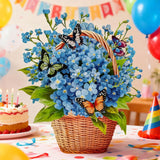 Pop Up Birthday Card,3D Greeting Cards,Get Well Card,Thank You Cards,Birthday Gift For Women Men Kids Mom Friend (Blue-Flower)