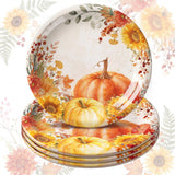 6 Pcs Fall Thanksgiving Pumpkin Melamine Plates 8 x 8 Inch Decorative Plates Reusable Tableware for Indoor and Outdoor Spring Easter Party, Perfect for Dessert, Salad, and Dinnerware