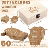 50 Pcs Highland Cow Baby Shower Prediction Cards Highland Cattle Predictions And Advice Cards With Wooden Keepsake Box For Cow Baby Shower Party Games Guessing Activities Decorations