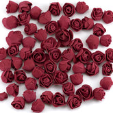 100 Pcs Foam Artificial Burgundy Roses Mini Fake Flowers Mini Artificial Fake Rose Heads Artificial Floral For Diy Bouquets Party Baby Shower Home Decorations Wedding