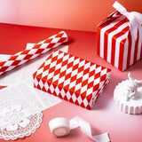 Reversible Wrapping Paper Roll, Mini Roll, Red And White Stripes And Diamond Pattern, Holiday Gift Wrap For Christmas, Valentine'S Day, Birthday, Wedding, Baby Shower, 17 Inches X 16.4 Feet