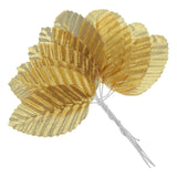 4.3" Artificial Silk Leaf, 200 Pcs Artificial Leaves Stems Fake Leaves Bulk Fake Rose Wire Crafts Leaves For Home Office Decor, Gold Tone