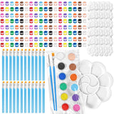 24 Set Mini Acrylic Paint Set For Kids Adults Washable Mini Painting Kit Arts Crafts Party Favors Filled Strips Brushes Palettes Bulk For Classroom Home Kit Supplies (Vivid Color)