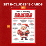15 Who Is Most Like Santa Clause Game Cards- Fun & Easy For Family Christmas Holiday Office Friends Church Party, Supplies, Activity, Decorations
