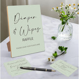 Diaper And Wipes Raffle Baby Shower Games,Baby Shower Decorations,Baby Shower Signs,Gender Reveal Decorations,Baby Shower Bingo,1 Wooden Play Sign With Stand And 50 Raffle Tickets Set ?Green12?
