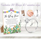 Bridal Shower Games With Rings, The Ring Hunt Game Wooden Sign And 30 Mini Plastic Rings, Mexican Fiesta Wedding Shower Engagement Party Games, Bridal Shower Bachelorette Decorations Favors