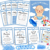 Baby Shower Games Boy, 12 Baby Shower Games For 50 Guests, Classic Coed Blue Boy Sprinkle Activities Cards Kit Set Bundle Pack