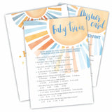 Trivia Game Set - Retro Sunshine Theme Baby Shower Party Activities - Watercolor Sun Baby Shower Game Kit, Gender Reveal, Announcement Party & Supplies - A06