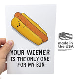 Funny Birthday Card For Boyfriend Husband Men Him | Dirty Anniversary Card | Perfect For Valentine'S Day | Wiener For My Hotdog Bun