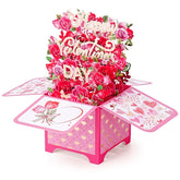Happy Valentine’S Day Pop Up Card, 3D Flower Bouquet Greeting Card With Envelope & Note, Romantic Valentine Gift For Wife, Girlfriend Or Mom