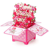 Happy Valentine’S Day Pop Up Card, 3D Flower Bouquet Greeting Card With Envelope & Note, Romantic Valentine Gift For Wife, Girlfriend Or Mom
