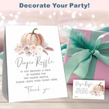 Boho Pumpkin Diaper Raffle Game Sets - 1 Self-Standing Sign & 50 Diaper Raffle Tickets For Gender Reveal, Baby Announcement,Party Favor And Decorations-B16