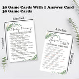 Trivia Baby Shower Games, 30 Greenery And White Game Cards For Girl Boy With 1 Answer Card, Gender Reveal Games, Baby Announcement,Party Favor & Supplies-B13