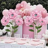 Giant Flower With Heavy Duty Iron Base Stand, Aluminum Pipe Stems | Large Artificial Poppy Paper Flowers Decorations For Outdoor Wedding, Party, Home Décor (Blush Pink)