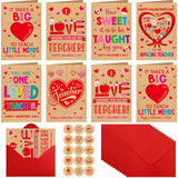 Treasure Cove Valentines Day Cards for Teachers Kraft Happy Valentine's Day Cards with Envelopes for Teachers Appreciation Gift 12Pcs