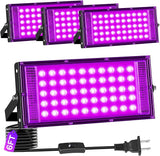 4 Pack 50W LED Black Light Flood Light IP66 Waterproof Outdoor UV Spotlight for Glow Party Halloween Body Paint Decor