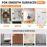 Suction Cup Hooks For Shower-Max Load 10 Lb, No Trace, Reusable & Removable, Small Clear Suction Hooks, For Tile, Glass, Window, Kitchen, Bathroom, Christmas Decor, Wreath, Lights, 2 Pack