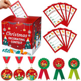 57 Pcs Christmas Decorating Contest Kit Includes 1 Voting Box 50 Ballot Cards 3 Christmas Decorating Ribbons And 3 Award Medals For Xmas Holiday Party Trophy Supplies