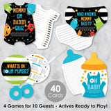 Big Dot of Happiness Monster Bash - 4 Little Monster Baby Shower Games - 10 Cards Each - Gamerific Bundle