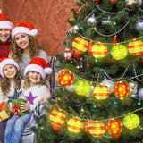 10 Pcs Christmas Paper Lanterns Red And Green Led Paper Lantern String 8.2 Ft Christmas Hanging Ornament For Xmas Tree D