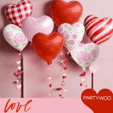 Valentine'S Balloons 15Pcs 18 Inch Pink Red And White Foil Heart Balloons Set For Romantic Valentine'S Day Galentine'S Day Wedding Anniversary Engagement Bridal Shower Party Decorations
