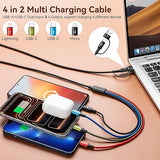 2 Pack 6FT 4 in 2 Multi Charging Cable with USB C Lightning Micro USB for iPhone Android iPad