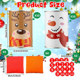 30 Pcs Christmas Bean Bag Toss Party Knockdown Can Set Include 20 Metal Cans 8 Bean Bags And 2 Set Number Stickers For Christmas Xmas Outdoor Indoor Family Party (Elk,Snowman)