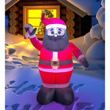 4Ft Dark Brown-Faced Inflatable Santa Built-In Led Light With Buckle Suitable For Christmas Indoor And Outdoor Lawn Deco