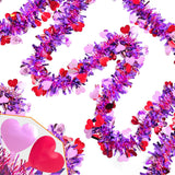 50Ft Valentines Day Garland - Purple Pink Red Heart Valentines Tinsel Garland, Metallic Valentine Day Garland Decor For Mantel, Tree, Valentine'S Day Decorations For Home (Purple)