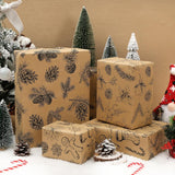 Christmas Wrapping Paper Roll - Brown Kraft Vintage Gift Wrapping Paper For Xmas,Birthday,Seasonal Winter Holiday Party - 3 Mini Roll -17In X120In Per Roll(42.3 Sqft)