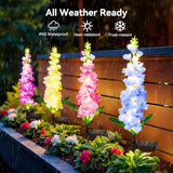4 Pack Upgraded Delphinium Solar Garden Lights 36 LED Waterproof Outdoor Flower Decor
