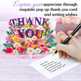 Pop Up Thank You Cards - 3D Paper Flowers Thank You Pop Up Cards With Envelope For Mom Dad Women Men Nurses Teachers Day Appreciation Gift