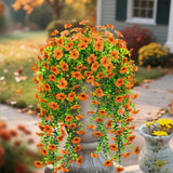 4 Pcs Artificial Outdoor Hanging Plants Fall Decoration Uv Resistant Faux Silk Flowers For Outside, Garden, Porch, Window, Home Decor(Orange)