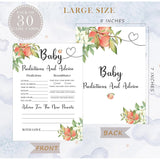 White Floral Peach Baby Predictions And Advice Cards, Baby Shower Game, Pack Of 30 Game Cards, Gender Neutral Boy Or Girl, Fun Baby Game And Activity - Fa36