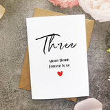 Third Anniversary Card, Three Years Down Forever To Go, Romantic 3Rd Valentines Day Wedding Card For Husband Wife