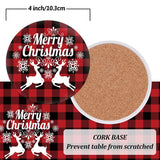 Merry Christmas Coasters Set Of 4 Red Black Buffalo Plaids Drink Coaster Xmas Tree Truck Reindeer Absorbent Ceramic Coaster Holiday Cup Mat For Mugs Cups Home Kitchen Office Party Table Decor