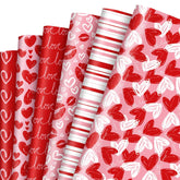 12 Sheet Valentine'S Day Love Heart Wrapping Paper Wedding Gift Wrap Paper Folded Flat Red Pink White Diy Craft Art Paper For Birthday Wedding Party Supplies, 19.7 X 27.6 Inch