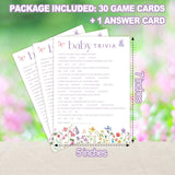 Baby Shower Games For Girl, 30 Butterfly Baby Trivia Game Cards + 1 Answer Card, Spring Gender Reveal Party Decorations Supplies Favors - G05