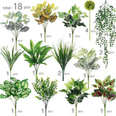 18 Pcs Outdoor Artificial Plants Flowers Uv Resistant Fake Bushes Greenery Stems Faux Shrubs For Outdoor Window Box Patio Porch Yard Decor(Plant)