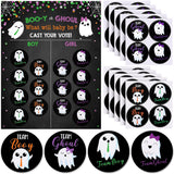 72 Pieces Halloween Gender Reveal Stickers Ghost Team Stickers With 1 Piece Halloween Gender Reveal Voting Game Poster Sign Kit For Party Decor Supplies