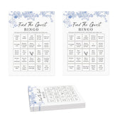 Find The Guest Bingo Bridal Shower Game-Set Of 30, Blue Floral Bridal Shower Cards, Something Blue Before I Do Decorations, Wedding Party Game Cards For Guests, Bridal Shower Ideas-Hlyxb03
