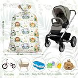 Extra Large Baby Shower Plastic Gift Bags 70"X 40" Jumbo Safari Jungle Animals Present Bag Xxl Big Gift Wrapping Bags Oversized Reusable Baby Gender Reveal Birthday Party Favors Goody Bags