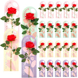 20 Sets Valentine Rose With Wrapping Cards, Artificial Flower With Handheld Fake Rose Wrapping Paper Floral Bags Bouquet Gift For Her Women Girlfriend Mother Wedding Diy Supplies