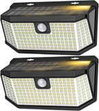 2 Pack 182 LED Solar Motion Sensor Lights 2500LM IP65 Waterproof Outdoor Security Lights