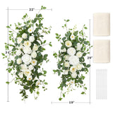 Artificial Wedding Arch Flowers Kit(Pack Of 4), 2 Pcs Floral Arrangement With 2 Pcs Fabric Drap For Arch Decorations Wedding Decor Ceremony Arbor Reception Backdrop For Diy?Cream & White