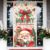 Christmas Door Cover,Santa Claus And Bow Door Cover Red Gingerbread Man Christmas Decorations,Merry Xmas Porch Banner Background,Hanging Banner For Xmas Holiday Eve New Years Party